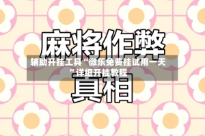 辅助开挂工具“微乐免费挂试用一天”详细开挂教程