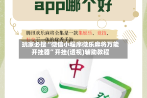 玩家必搜“微信小程序微乐麻将万能开挂器”开挂(透视)辅助教程