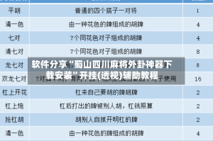 软件分享“蜀山四川麻将外卦神器下载安装”开挂(透视)辅助教程