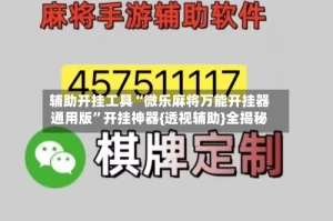 辅助开挂工具“微乐麻将万能开挂器通用版”开挂神器{透视辅助}全揭秘