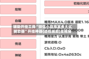 辅助开挂工具“微信小程序家乡大贰辅助器”开挂神器{透视辅助}全揭秘