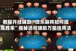 教程开挂辅助“微乐麻将如何提高胜率”揭秘透视辅助万能挂用法