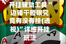 开挂辅助工具“边锋干瞪眼究竟有没有挂(透视)”详细开挂玩法