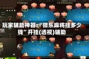 玩家辅助神器:“微乐麻将挂多少钱”开挂(透视)辅助