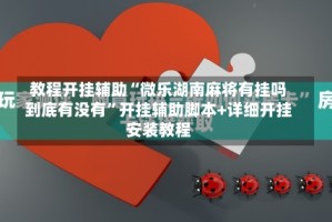 教程开挂辅助“微乐湖南麻将有挂吗到底有没有”开挂辅助脚本+详细开挂安装教程