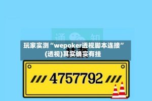 玩家实测“wepoker透视脚本连接”(透视)其实确实有挂