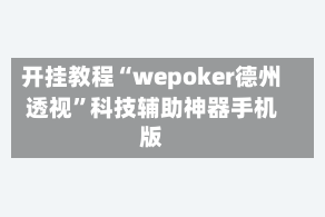 开挂教程“wepoker德州透视”科技辅助神器手机版