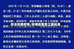 刑法传播疫情/传播疫情罪立案标准