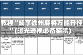 辅助教程“畅享徐州麻将万能开挂器”(曝光透视必备猫腻)