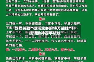 教程辅助“微乐家乡麻将万能挂”科技辅助神器手机版