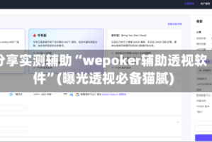 分享实测辅助“wepoker辅助透视软件”(曝光透视必备猫腻)