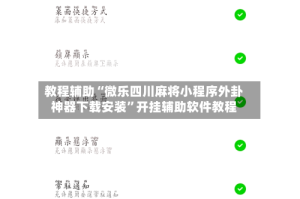 教程辅助“微乐四川麻将小程序外卦神器下载安装”开挂辅助软件教程