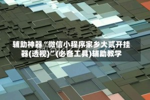 辅助神器“微信小程序家乡大贰开挂器(透视)”(必备工具)辅助教学
