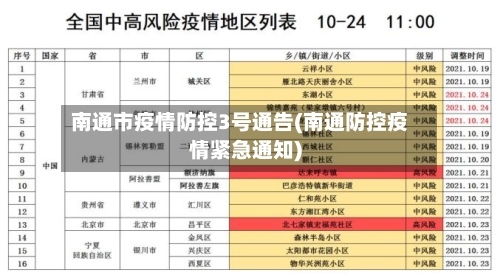 南通市疫情防控3号通告(南通防控疫情紧急通知)-第1张图片