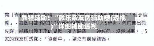 教程辅助！“微乐亲友房辅助器(透视)”详细辅助透视-第1张图片