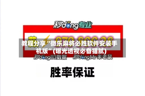 教程分享“微乐麻将必胜软件安装手机版”(曝光透视必备猫腻)-第2张图片