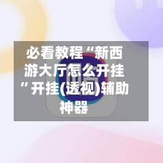 必看教程“新西游大厅怎么开挂	”开挂(透视)辅助神器-第3张图片