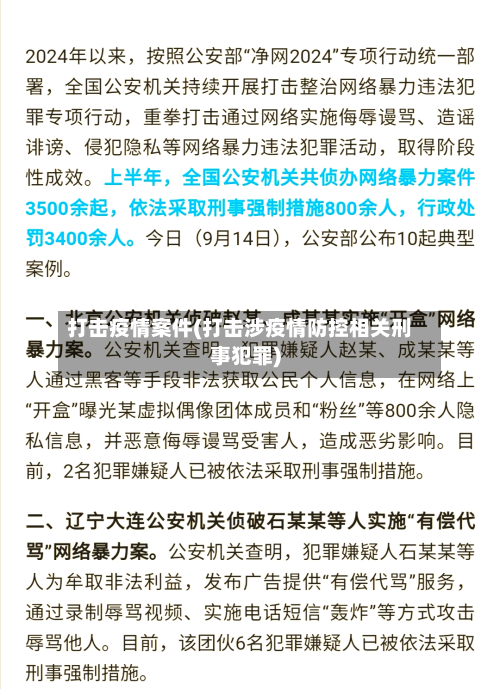 打击疫情案件(打击涉疫情防控相关刑事犯罪)-第1张图片