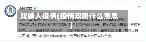 双输入疫情(疫情双阴什么意思)-第2张图片
