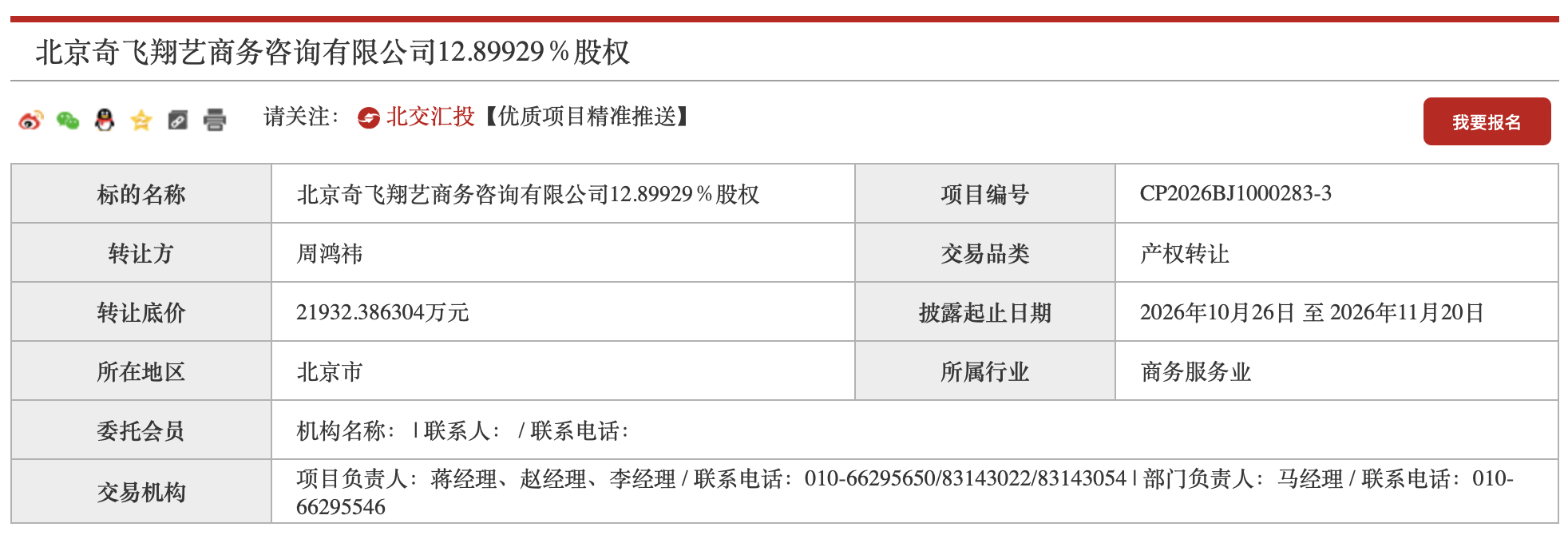 周鸿祎，大动作！拟转让奇飞翔艺12.9%股权，转让底价约2.19亿元